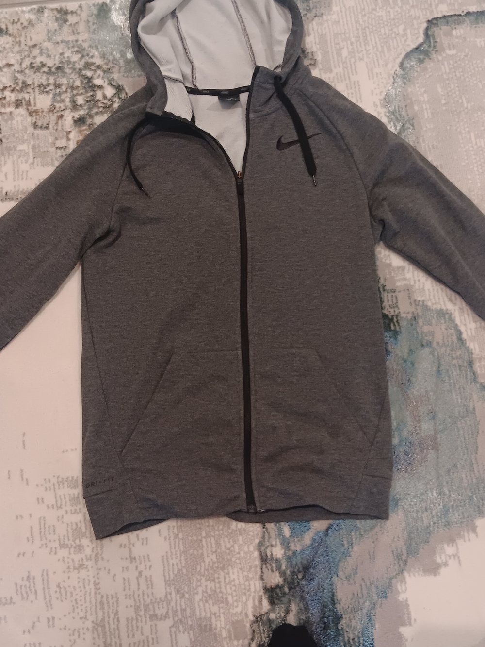 Nike Men's Gray Full-Zip Dri-FIT Hooded Jacket